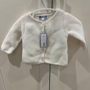 Jacadi new white Knit Baby Cardigan 3m